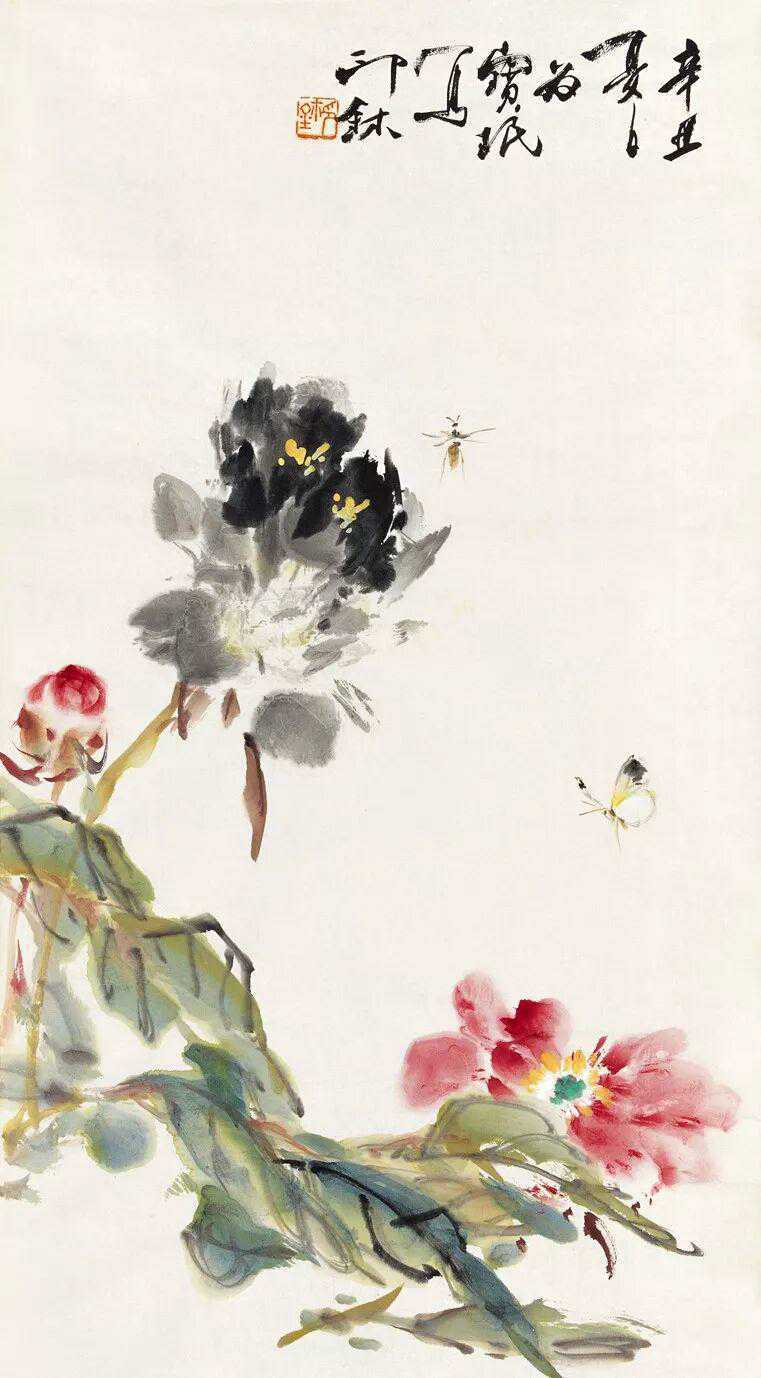 萧朗绘牡丹芍药。萧朗(1917-2010)，中国杰出的美术教育家、中国画家，生前