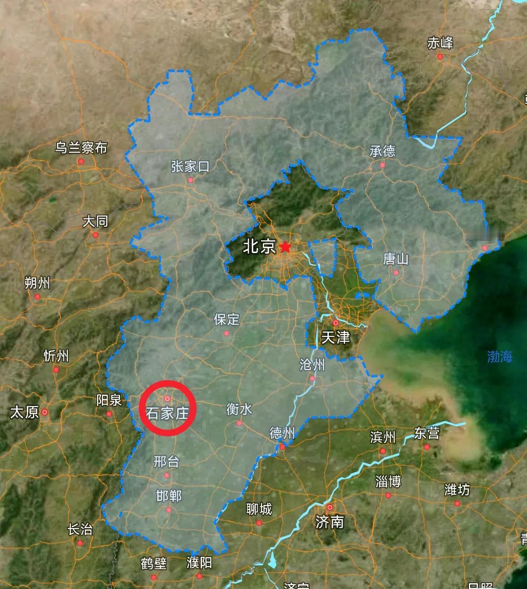 从地图上看石家庄是整个河北省最西部的城市，因此河北省其它城市百姓去江浙沪根本不需