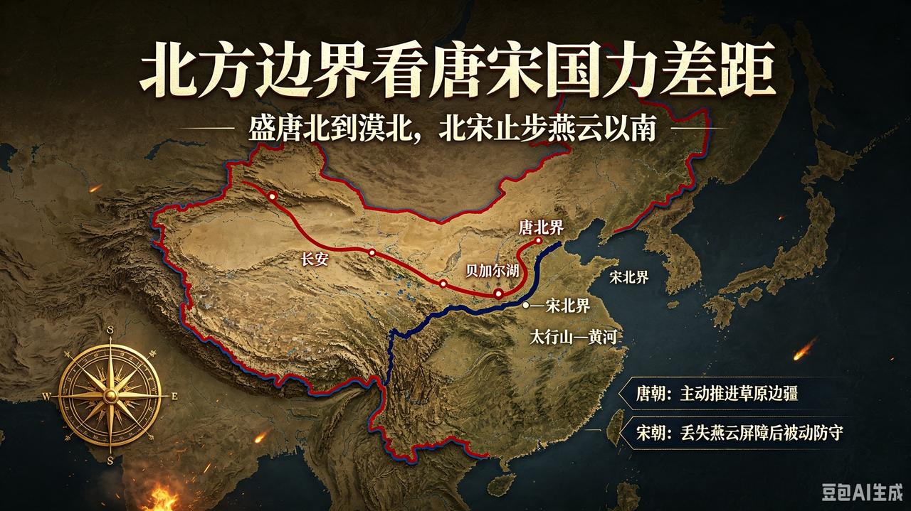 当唐朝和北宋吹边界。唐朝:鼎盛的时候我的北方到了贝加尔湖，整个