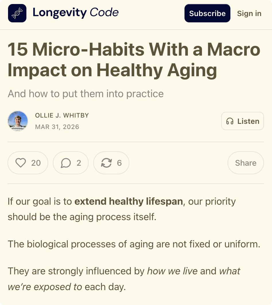 外媒：15个微习惯，长期坚持让你老得更慢生物研究者OllieJ.Whit