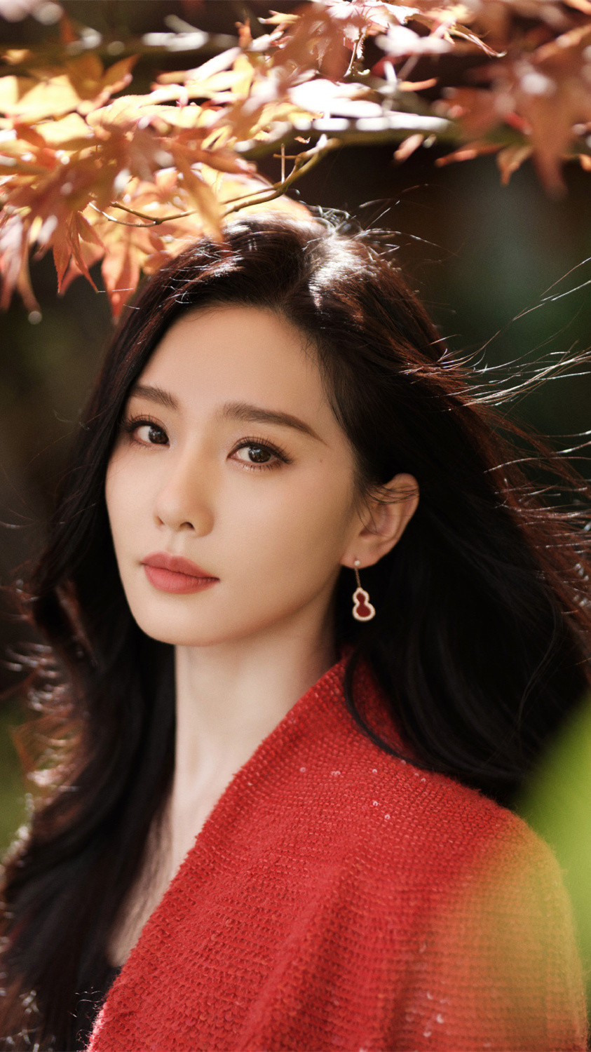 刘诗诗壁纸：经典红色，优雅如兰。刘诗诗