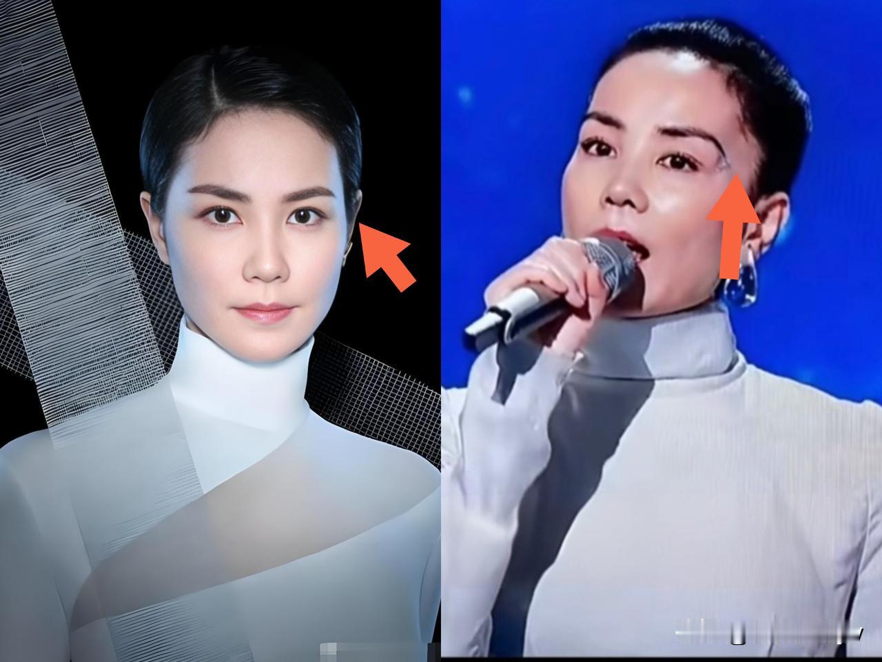 王菲化妆师摊上事了！声音依旧空灵，但眉毛像小蜡新，弯得太过了！这眉毛画的