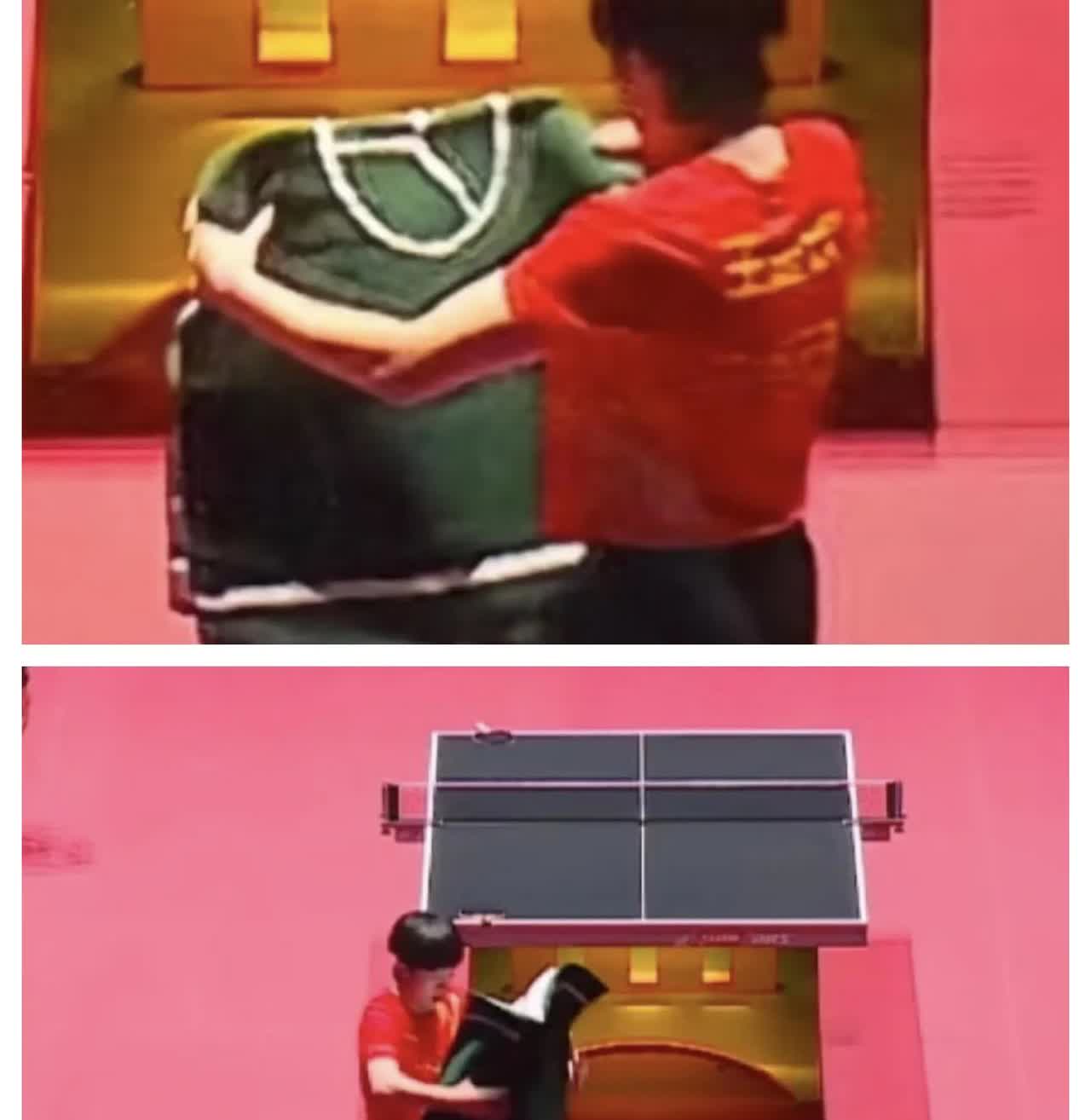 板上钉钉了！王楚钦为了和奔驰合作，已经在乒超赛场上露起了奔驰大毛巾，特意翻个
