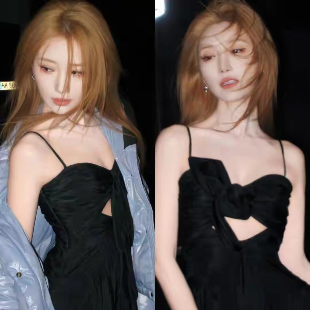 NIGHT·黑裙吊带黑裙夜拍，少女的模样被定格在风里毛晓彤·夜色街拍·蝴蝶结黑裙与切跟高跟的少女感​