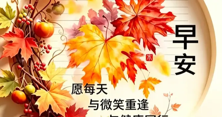 12张秋天最新早安祝福语图片, 秋风起, 秋思长, 秋日问候暖心房