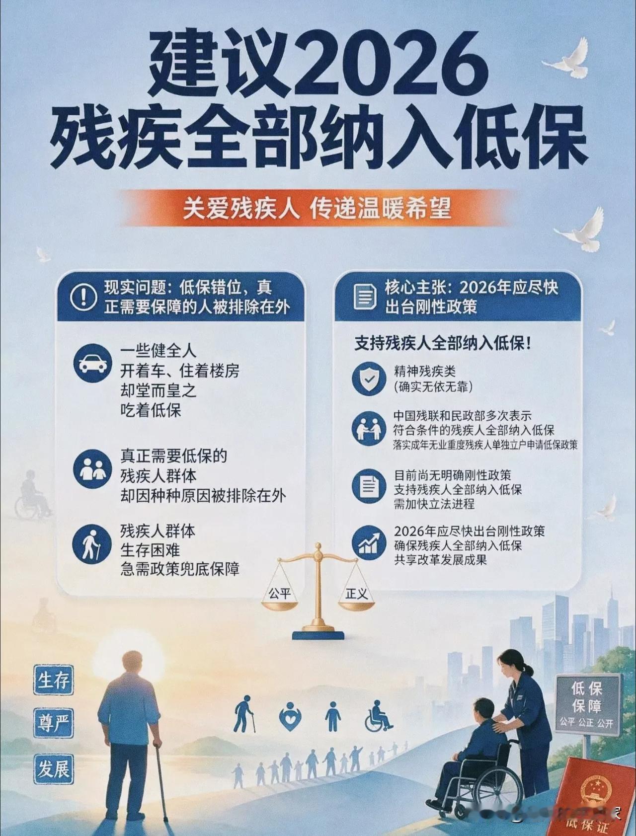 残疾人就要全部纳入低保？民生兜底，不能简单一刀切！最近看到一个呼声，建议把