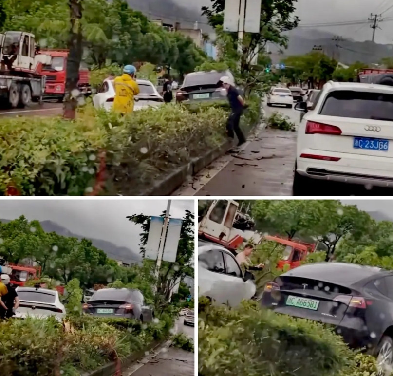 董某帝测试第一名冲进绿化带！就在董某帝测试特某拉第一名不久，网友放出了不少新鲜