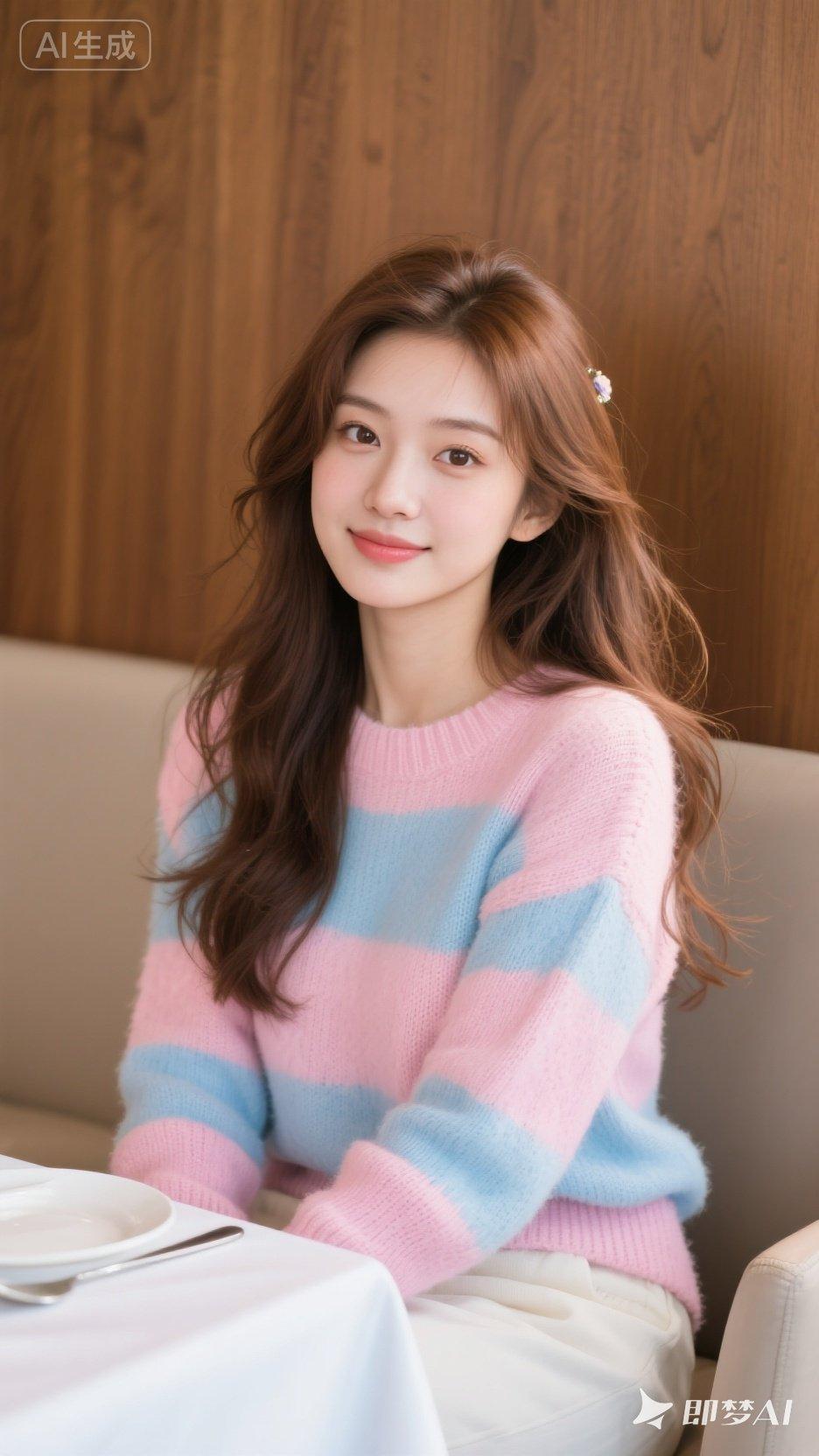 温柔甜美的粉色毛衣，元气满满的一天！🌸💖