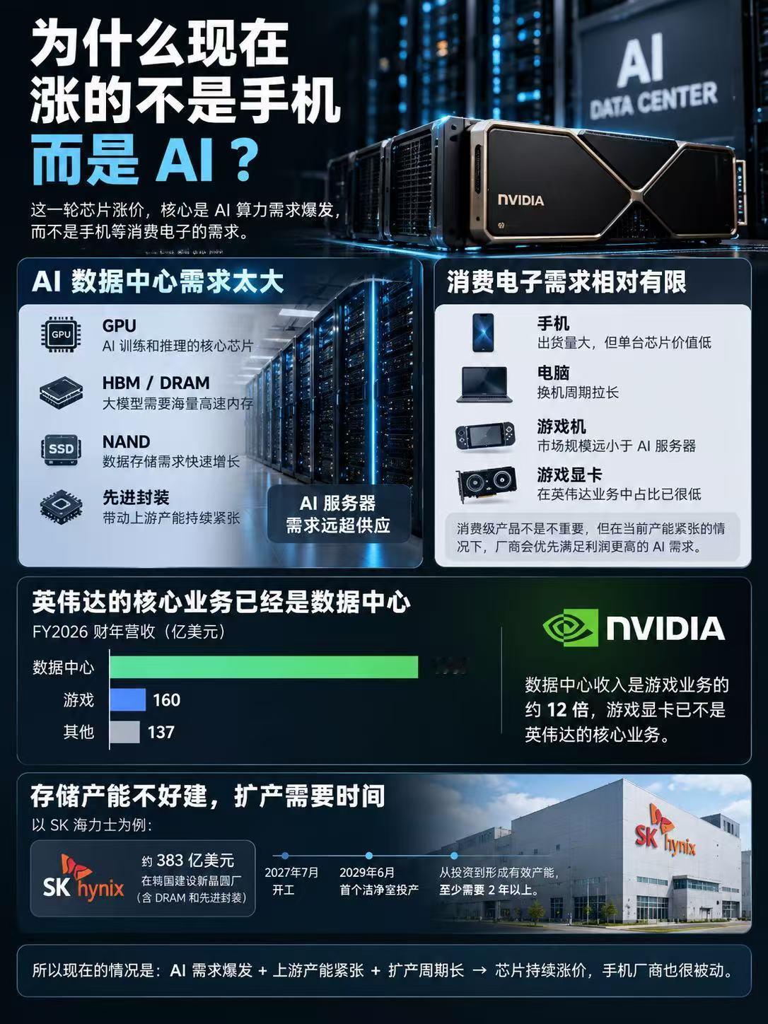 手机，电脑，显卡，内存涨价…你不买你就以为能降价？现阶段不可能实现了！AI算力中