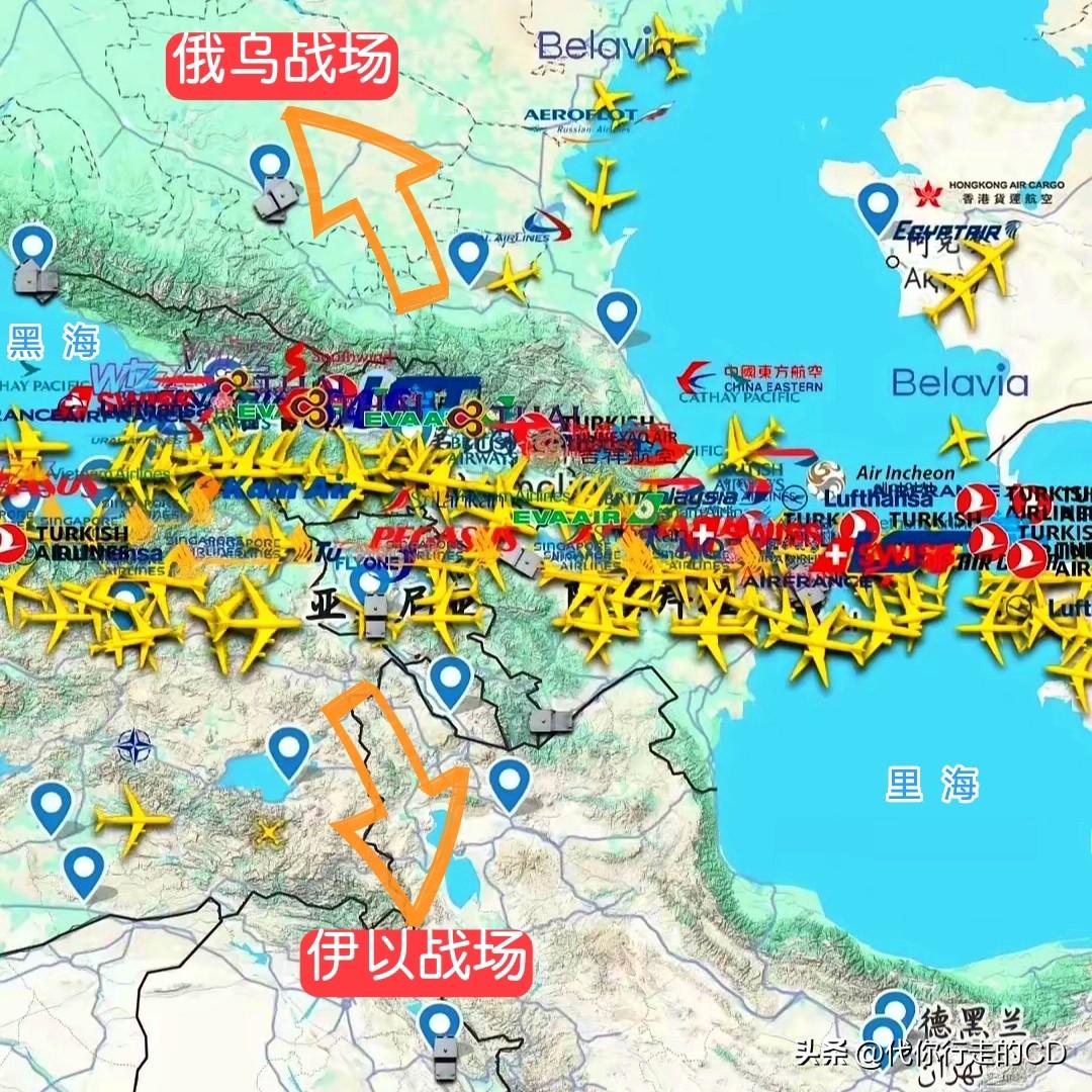 面对两大战场的威慑...欧亚航线于夹缝求生存，高加索的狭长空域成了鹊桥。