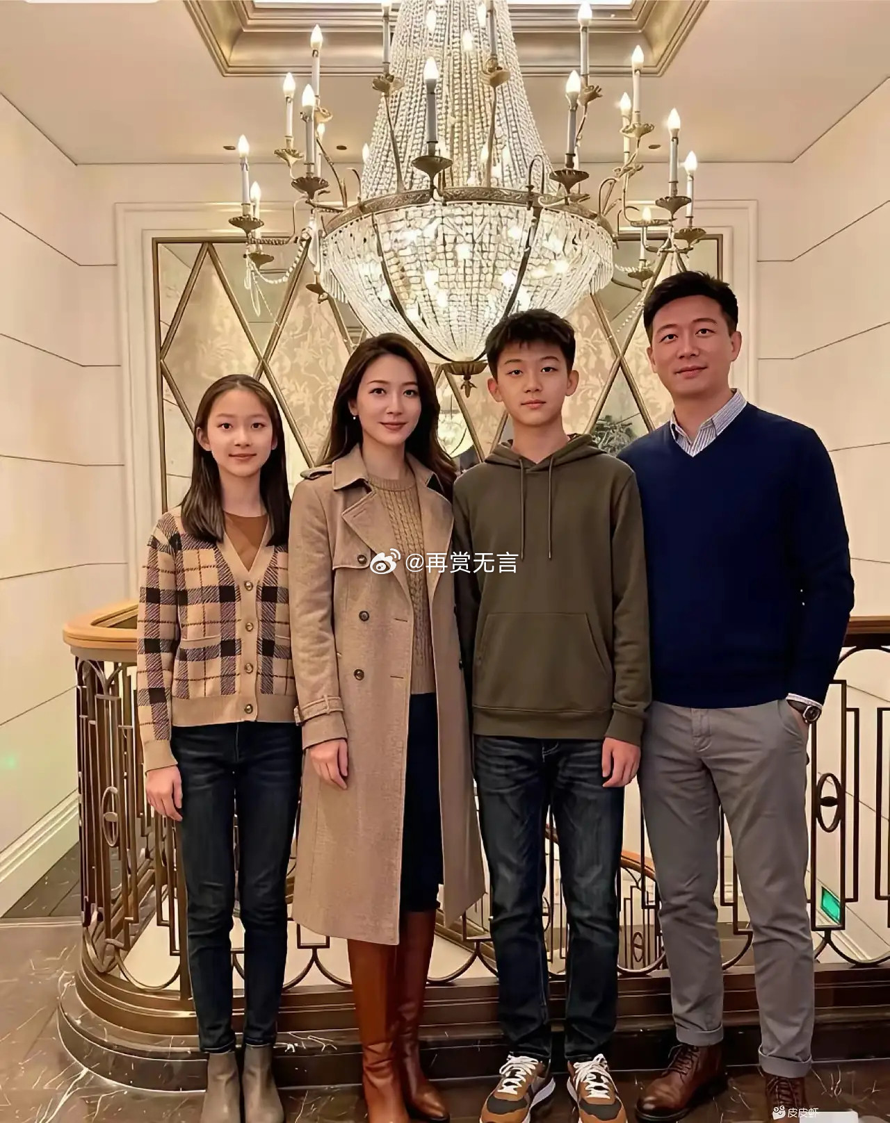 一家人都是明星脸，这种基因应该多生。