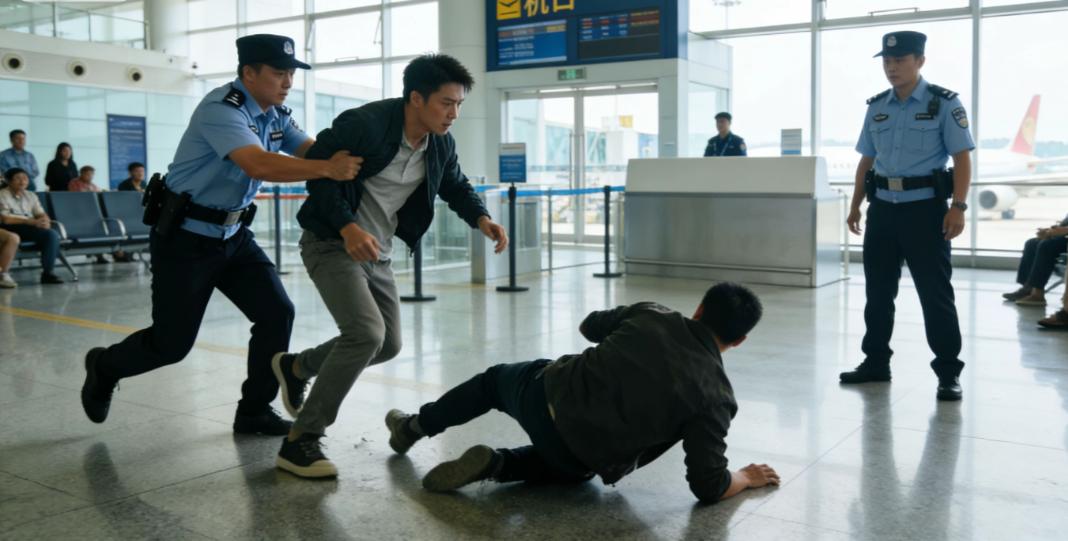 12月16日14时许，南宁吴圩国际机场某航站楼炸开锅，两名男子在登机口附近扭打起