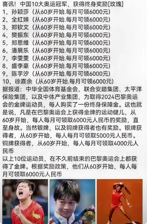 喜讯！孙颖莎、全红婵、郑钦文、樊振东、郑思维、潘展乐、李文文、盛李豪、陈芋汐、徐