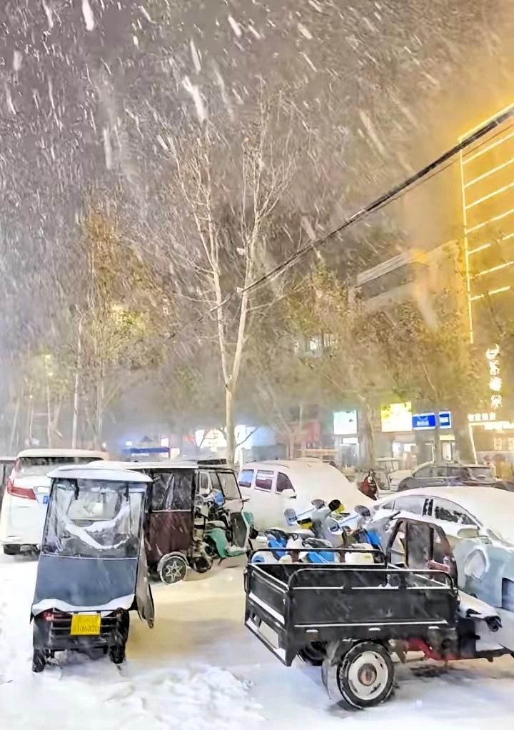 河南这场大雪，算是把中年人的狼狈全抖落出来了。​昨天积雪得有10公分厚，学校中