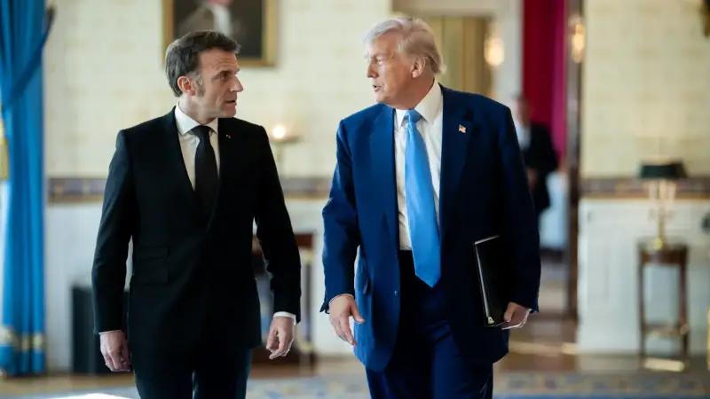 马克龙认怂真快！就在前一天，马克龙对特朗普发出威胁，敢对欧盟8国加税，欧盟将