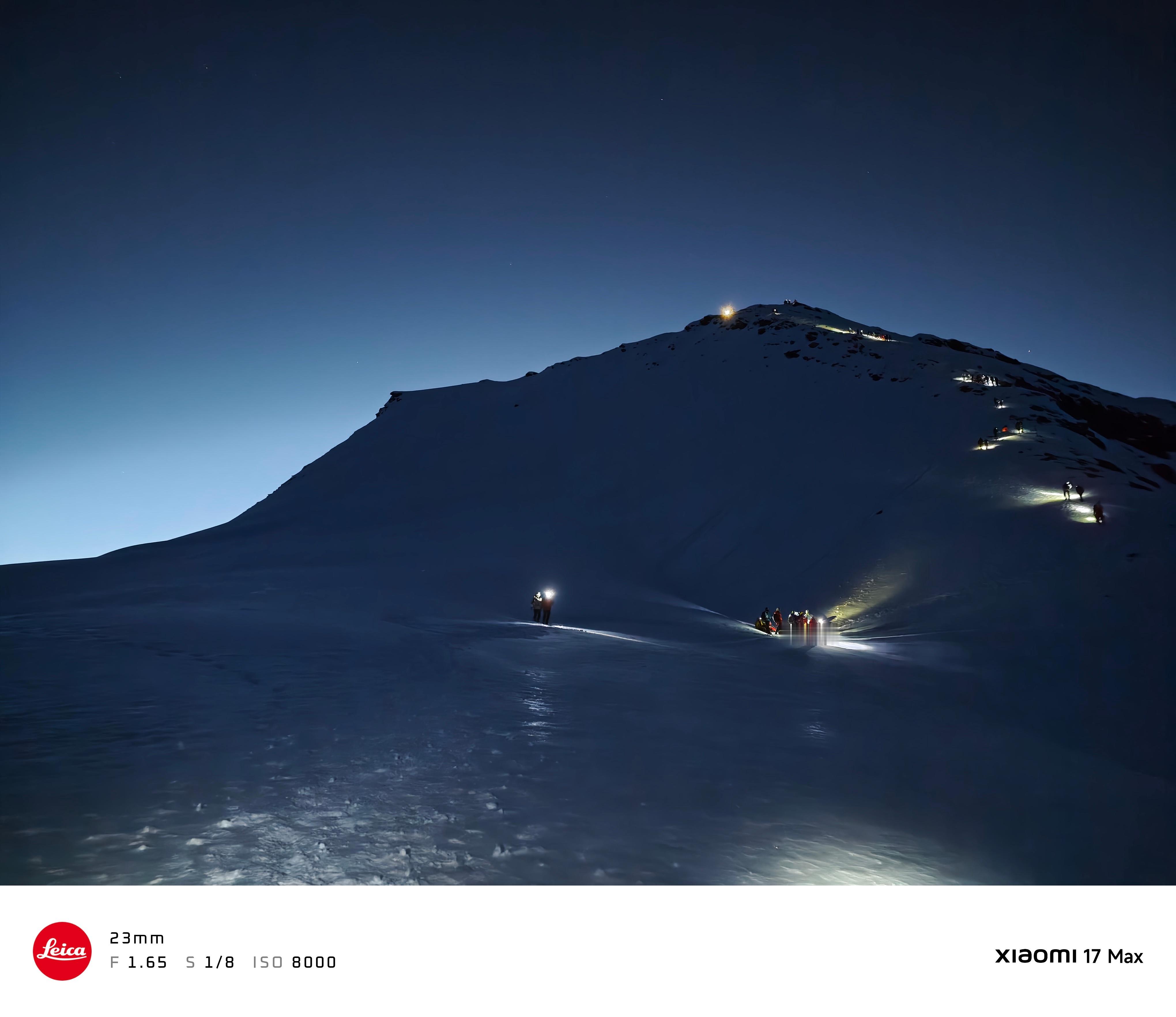 摄影作品《科考队》，这是我在5000海拔雪山凌晨4点拍摄的前方登山照片，想不想南