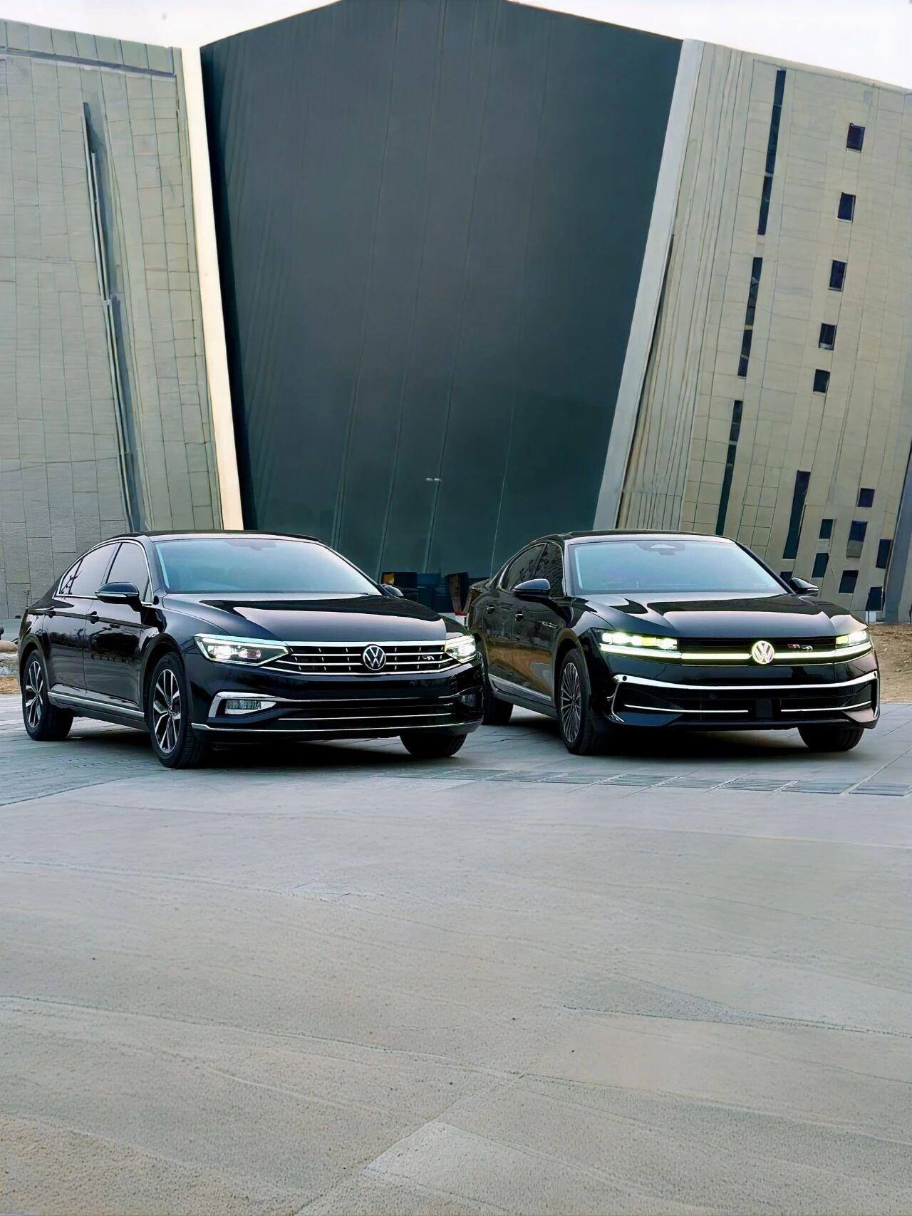 两代大众迈腾同框，你更钟意谁？当稳重商务的迈腾燃油版遇上科技感拉满的迈腾B9新款