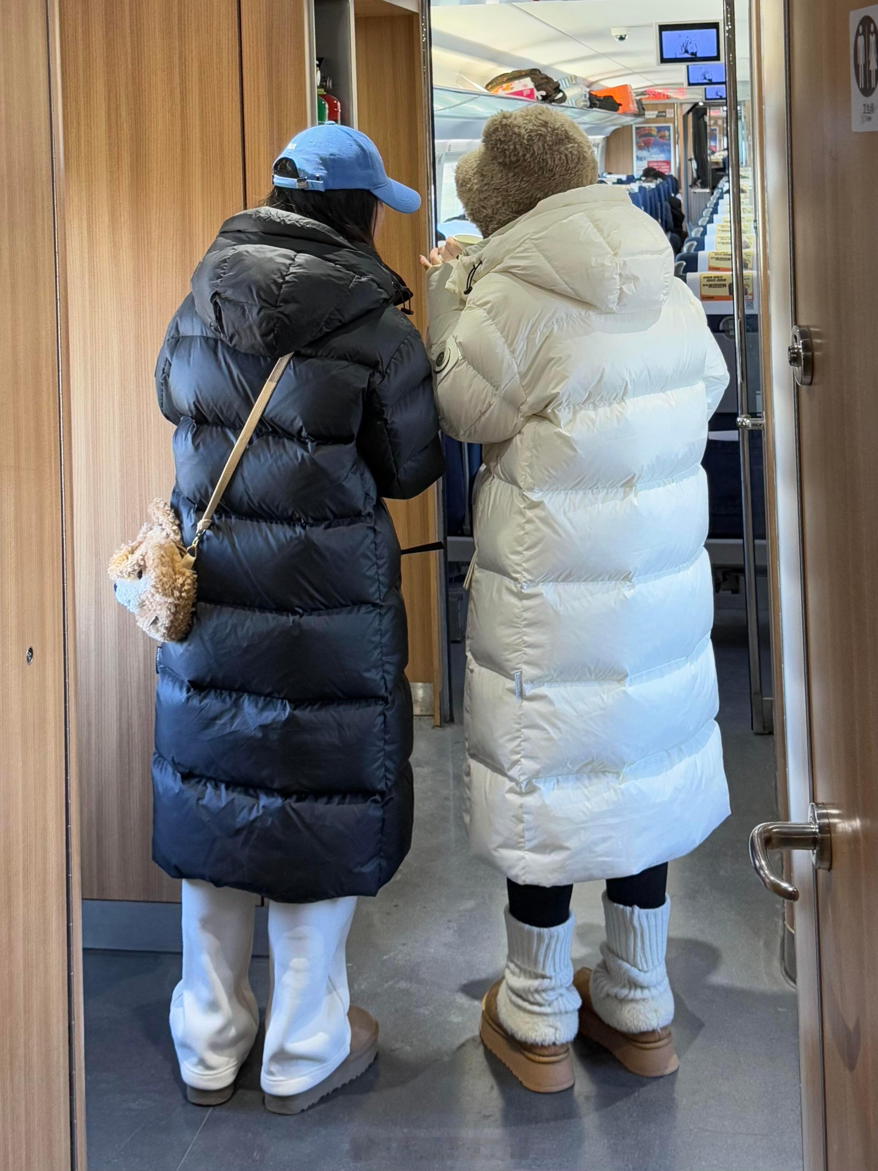 一扭脸在高铁上看到..好想要！！啊啊啊！她俩身上穿的羽绒服也泰泰泰好看了吧！！！