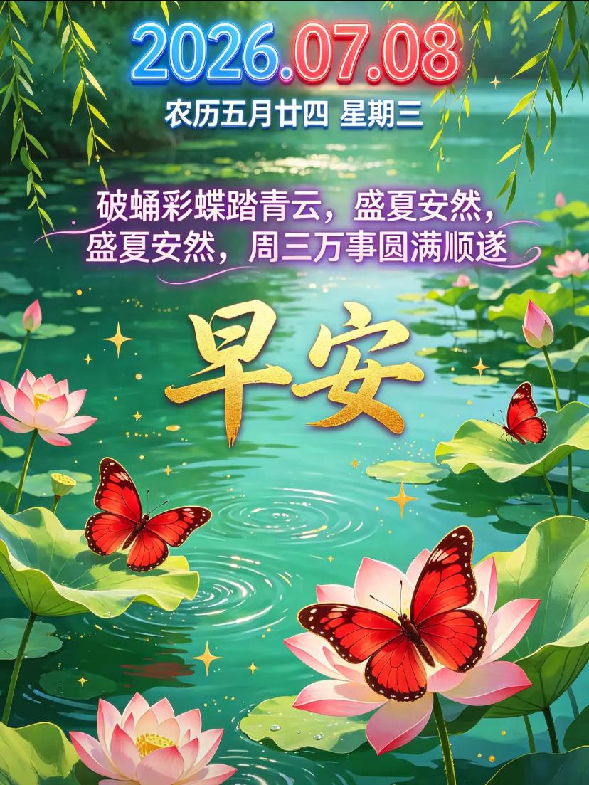 🌺2026./7.8.夏繁景盛.万事顺遂🌺🌱🌅晨曦缓缓漫洒窗棂，全新