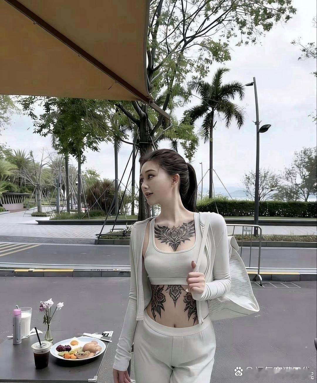 被她的纹身给美到了，难道这就是艺术？
