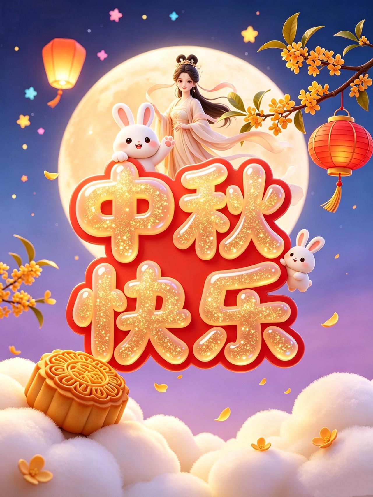2026中秋快乐祝福图片皓月当空，桂香满庭，迎来2026中秋良辰。人间灯火璀璨