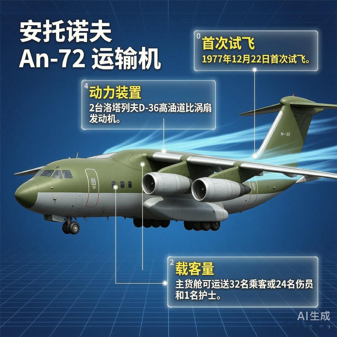 军事ai新视野俄罗斯An-72“运煤车”运输机An-72“运煤车”（Coale