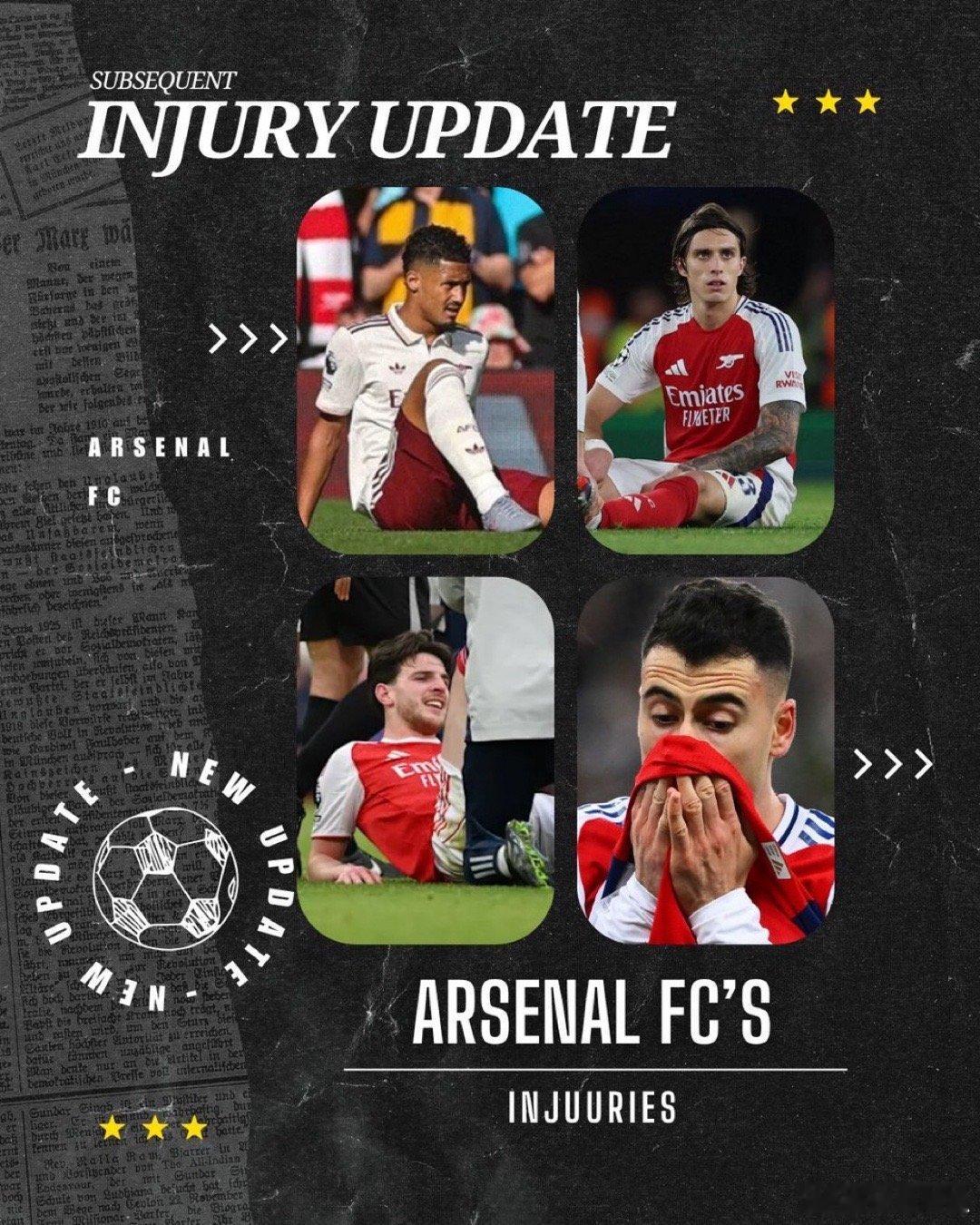 PSFI（球员伤病分析大神）关于阿森纳4名球员的伤情分析：萨利巴在阿森纳战胜水晶