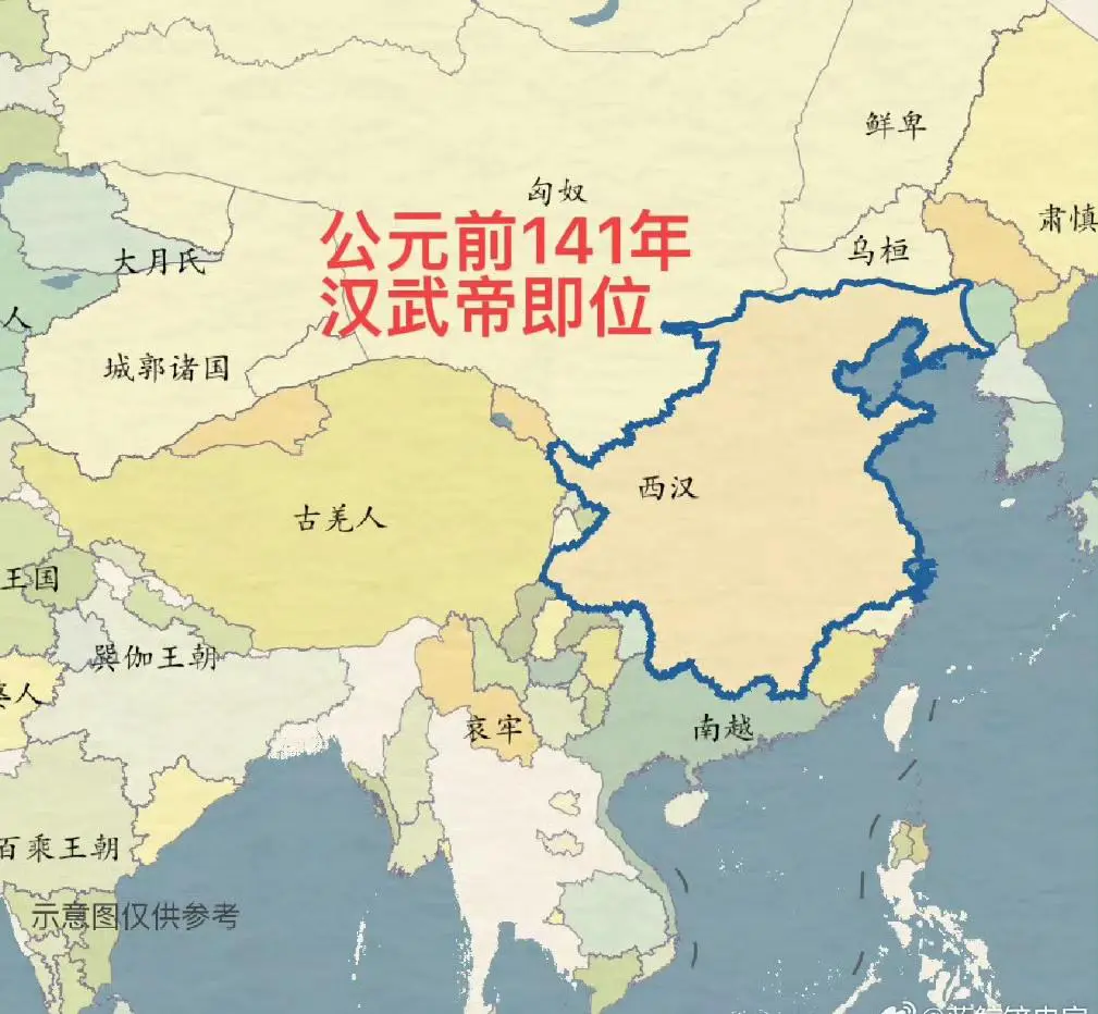 汉武帝在位五十多年，其中四十多年都在打仗，其主要将南越和西域部分土地打了下来，成