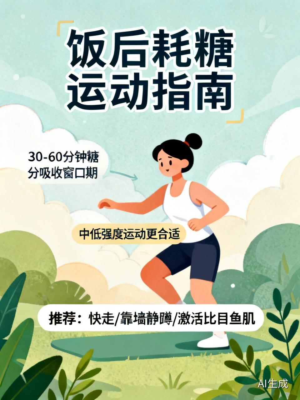 晚饭后适合的耗糖运动很多人饭后想要促进糖分消耗，第一反应就是跑步、高强度跳操