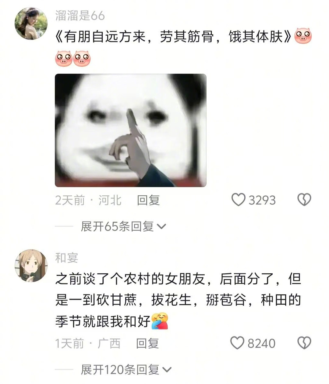 《有朋自远方来，劳其筋骨，饿其体肤》哈哈