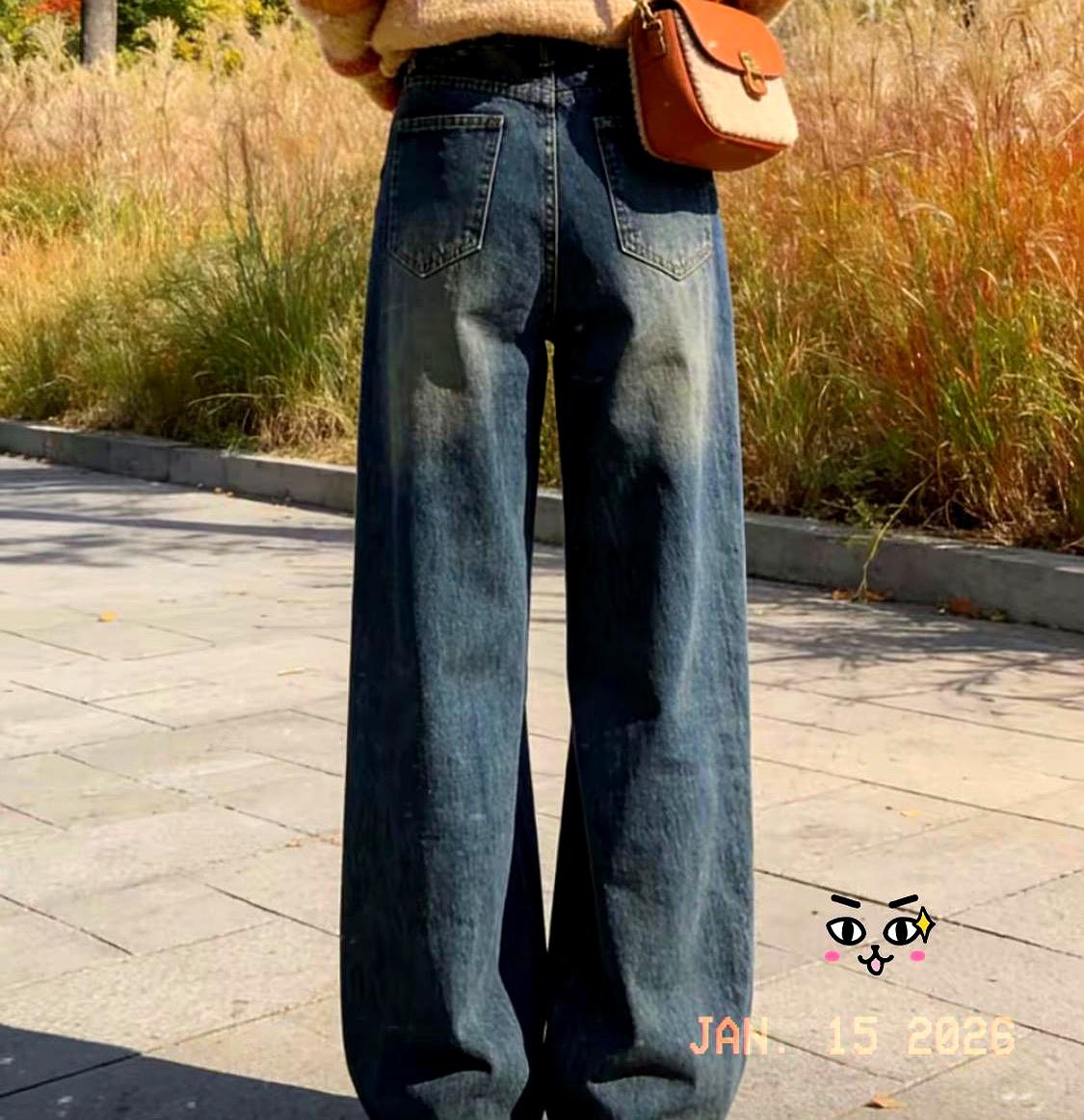 158cm穿阔腿裤真不压个女儿嫌退货麻烦，把一条买小的加绒阔腿裤塞给我。