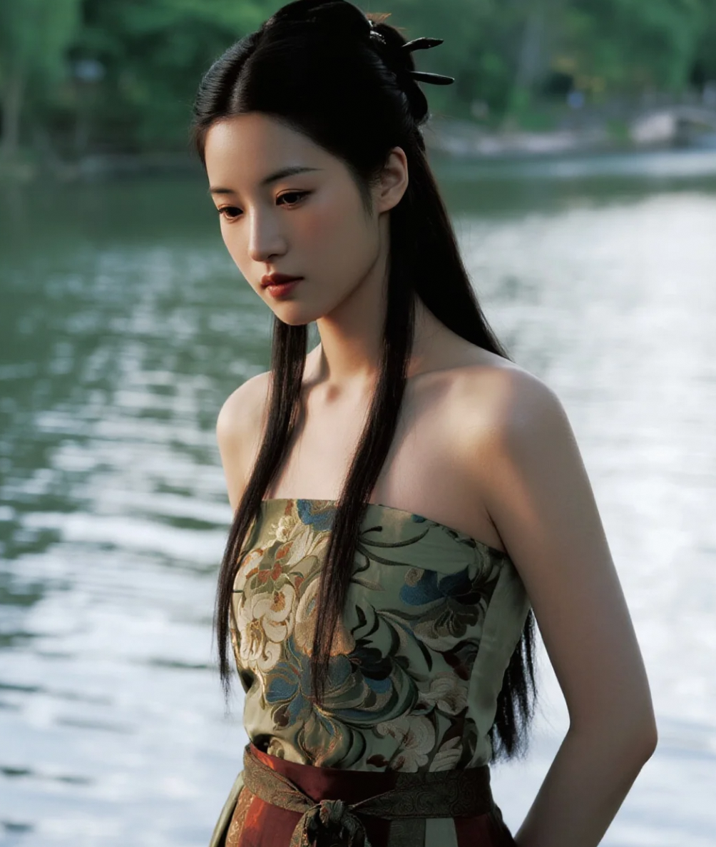 湖边舞袖的小姐姐，美得过分了吧？