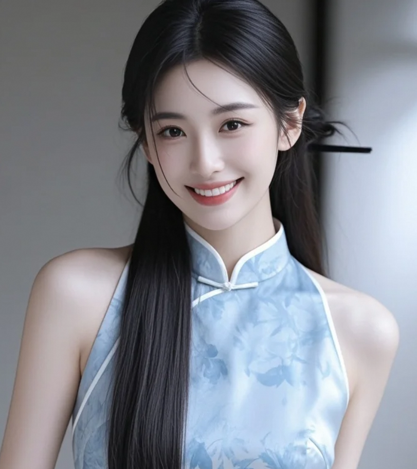 她的长发轻垂，眼神温柔，这样的画面你会多看几眼吗？