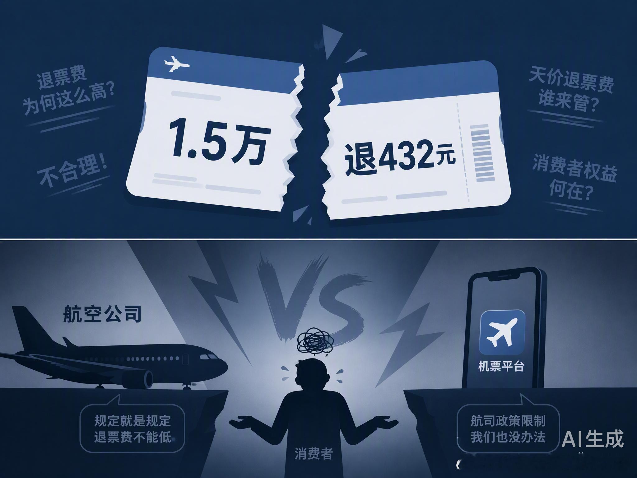 航空公司不满携程返还天价退票费1.5万的机票只退432元，携程最后自掏腰包全额退