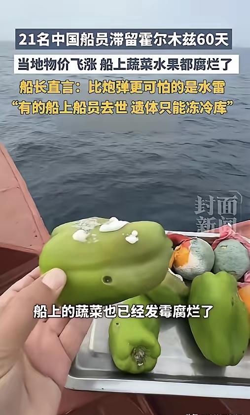 4月29日报道，21名中国船员滞留霍尔木兹60天，蔬菜水果全烂光，船长直言：比炮