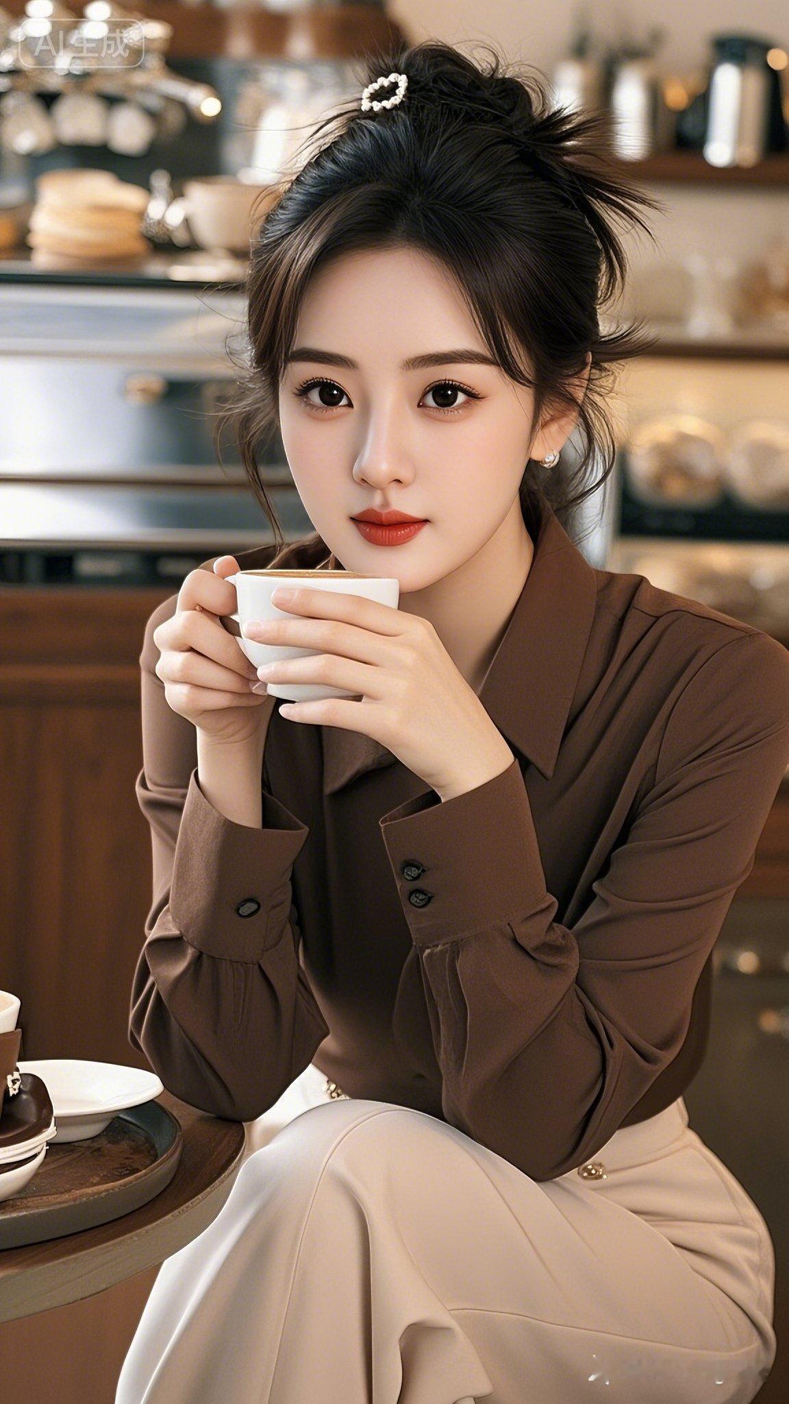 专业真人摄影写实风格画面呈现，一位20岁左右的肤白貌美的美女，发型是凌乱自然