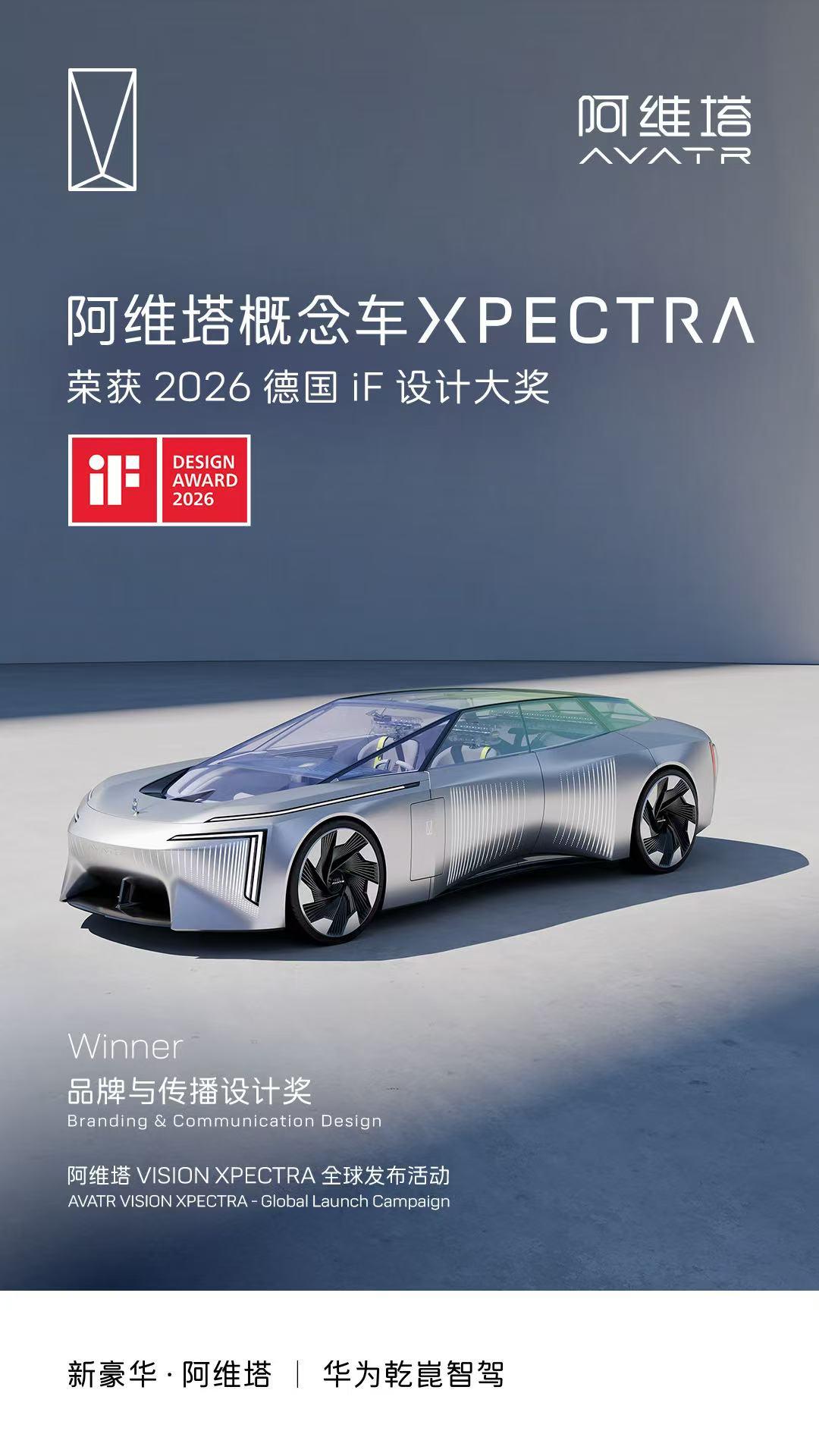 情感新奢，生而全球阿维塔概念车XPECTRA携手阿维塔06荣获三项iF设