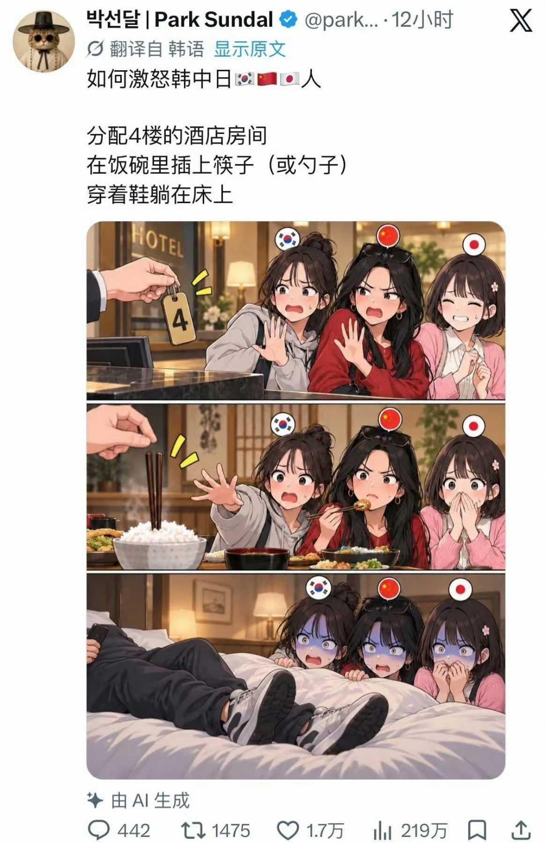 韩国网友总结如何激怒中日韩三国人。大家说准么？​​​