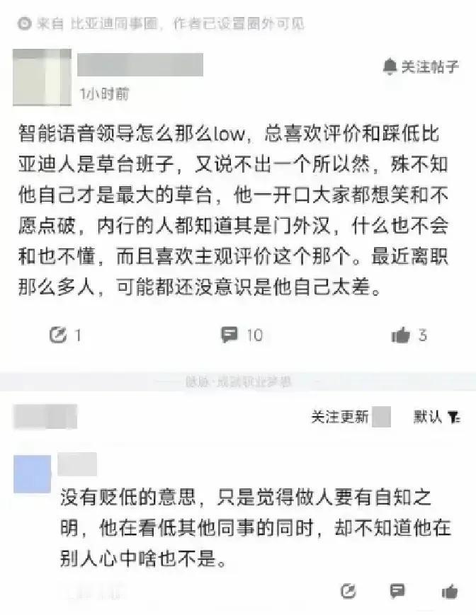 比亚迪员工把领导吐槽公司“草台班子”的录音甩上网，我听完第一反应是这哥们胆子真肥