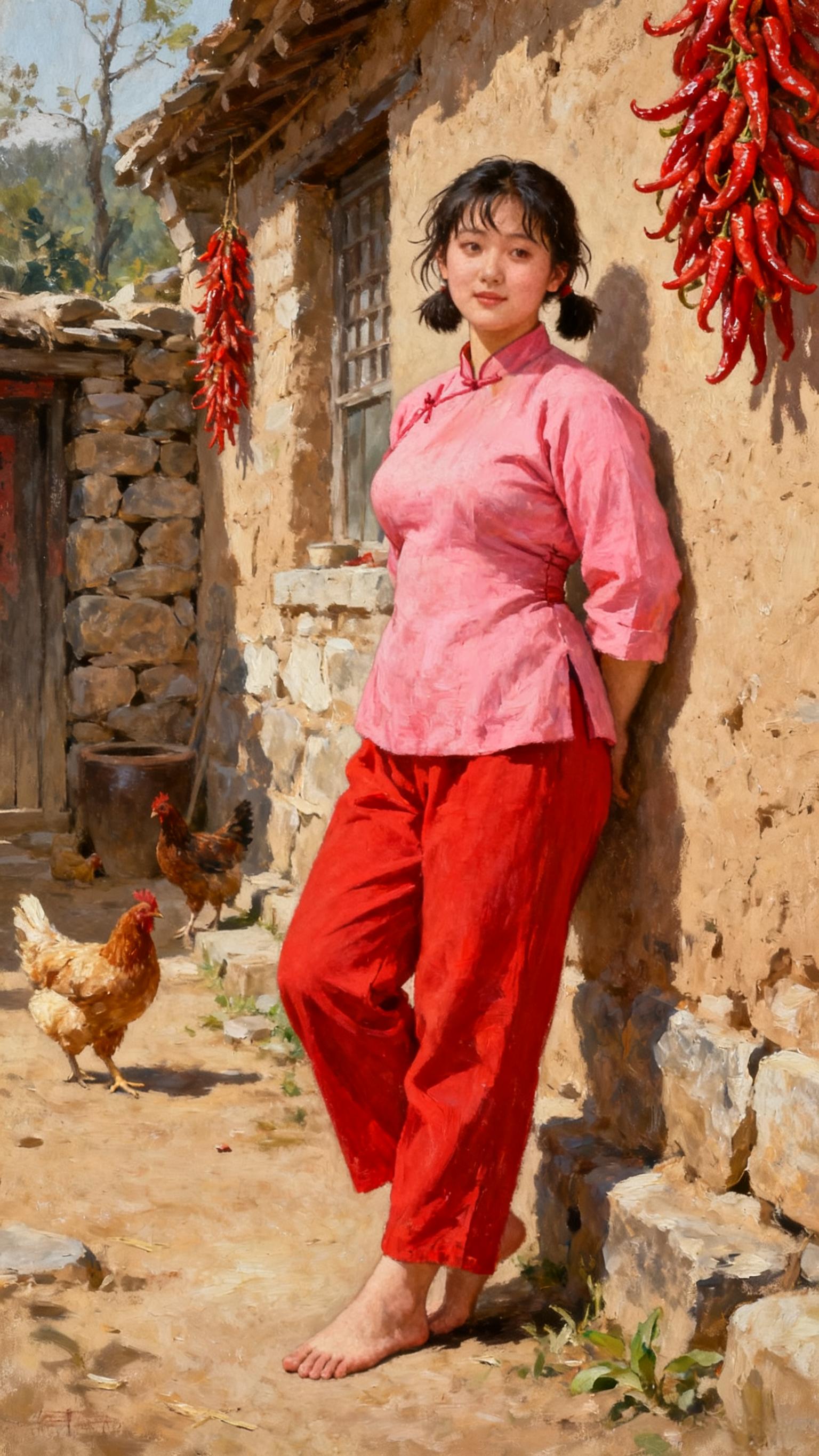 油画绘 乡村味道 大公鸡