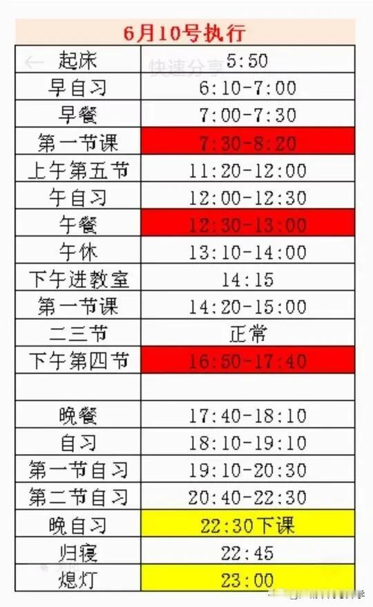 来围观下襄阳五中的作息时间表就知道为什么出这么好的成绩了！每天早上5点50起