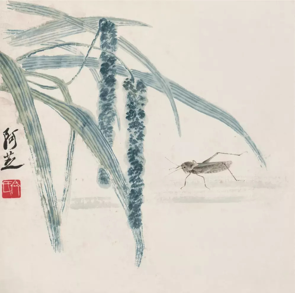 齐白石工笔花卉册八开，册页设色纸本1936年作34×34cm×8。花卉草