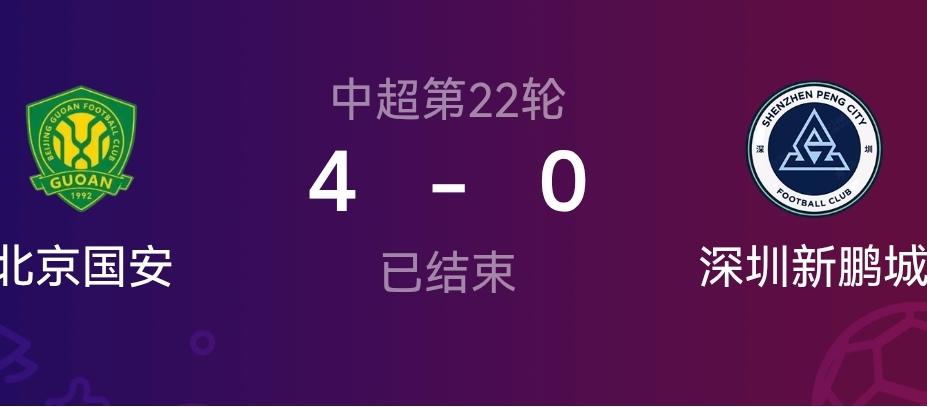 北京国安反超蓉城夺冠的慨率有多大？联赛进入下半场北京国安表现非常强势，本轮4-0