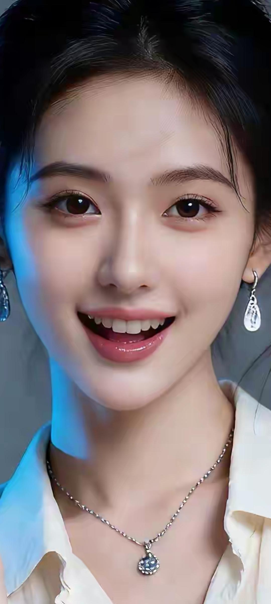 甜美笑容，闪耀耳环，优雅项链，完美搭配！💖✨