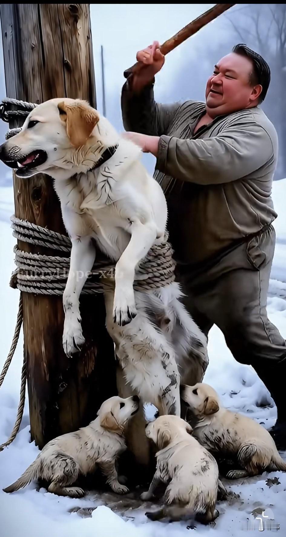 泪目了！这天下着大雪，到处都是白茫茫的一片，天气也非常寒冷，可一名男子居然把自己