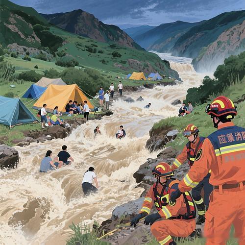露营遇山洪7人放弃财产全获救7月26日，甘肃定西渭源双石门沟，魏先生带6人露营突