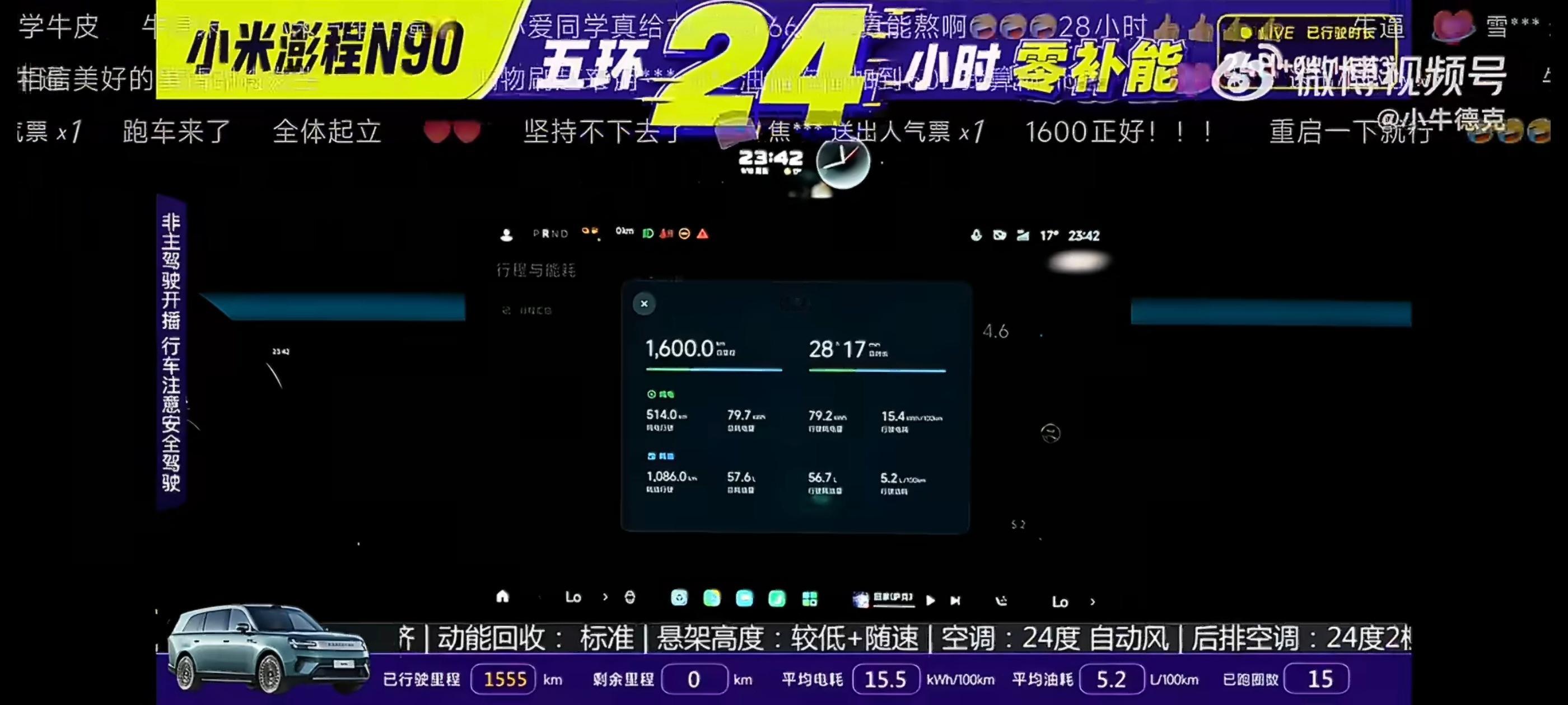 小米澎程N90，这么大的车在北京市区跑五环路，最高限速90，连续跑了28小时17