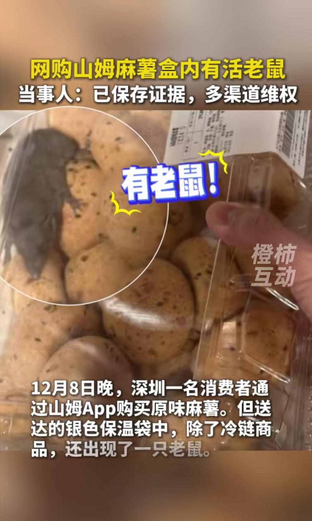 山姆麻薯盒子里有活老鼠🐭，这得多么不可思议。我建议如果盒子完好无损，山姆可以