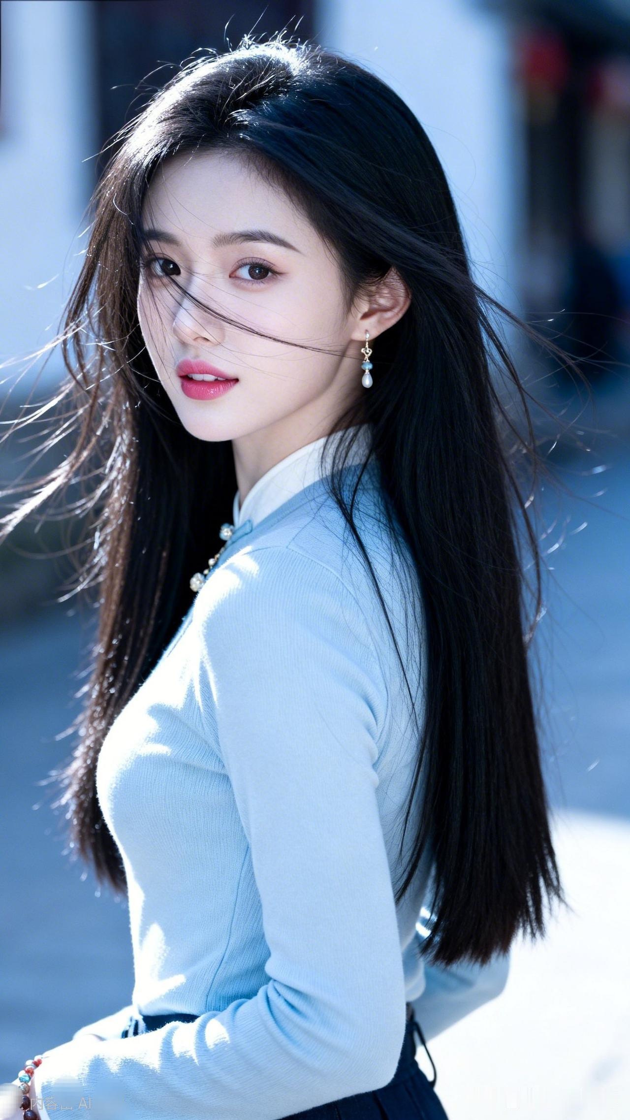 什么样的女人,最有魅力?温柔风少女，蓝白相间，清新动人