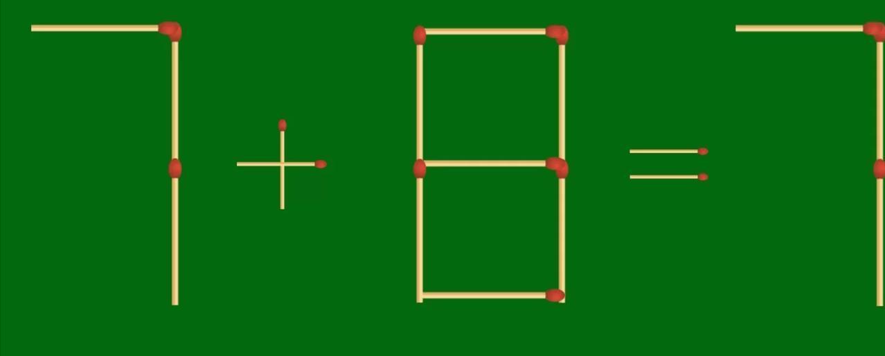 通过移除2根火柴来解决7+8=7的谜题